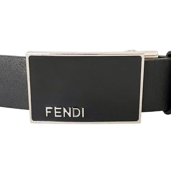 Fendi | Accessories | Fendi Black Leather Enamel Logo Unisex 